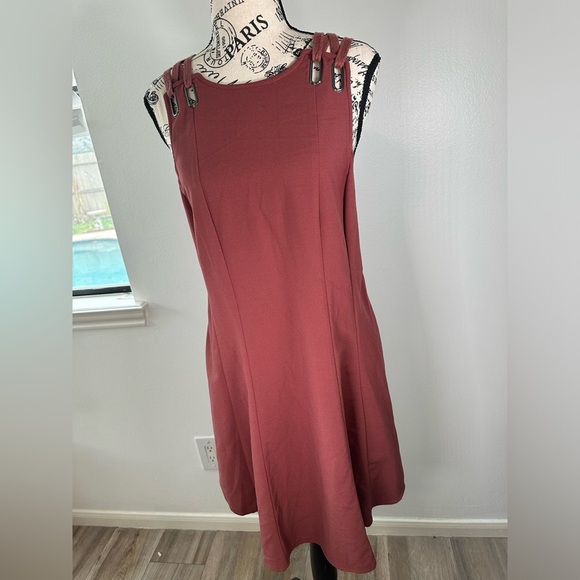 Free People Baby Love Trapeze Rust Mini Swing Dress Womens Medium Back Cut Out - Picture 3 of 10